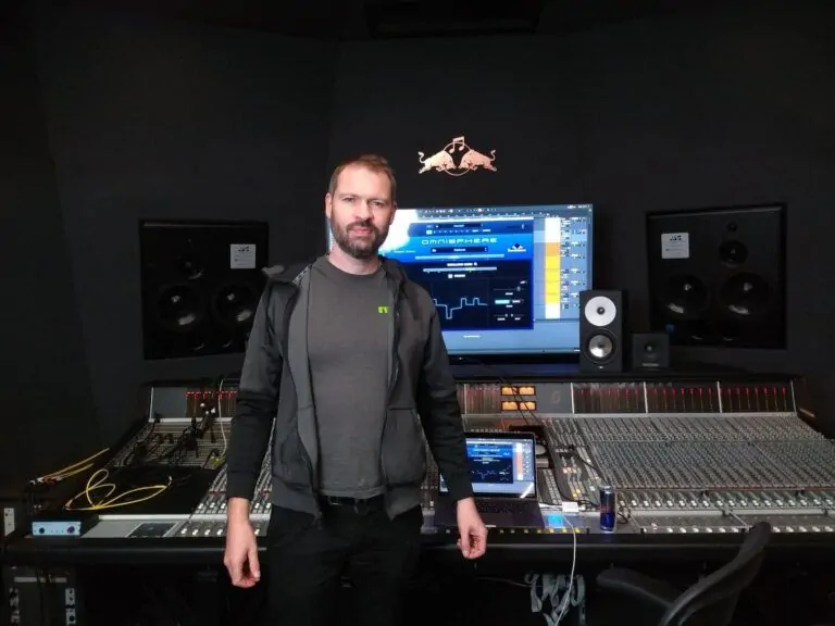 Len in the studio (pre lock-down hair!)